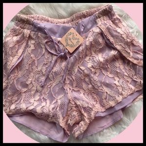 NWT Pink Lace Shorts
